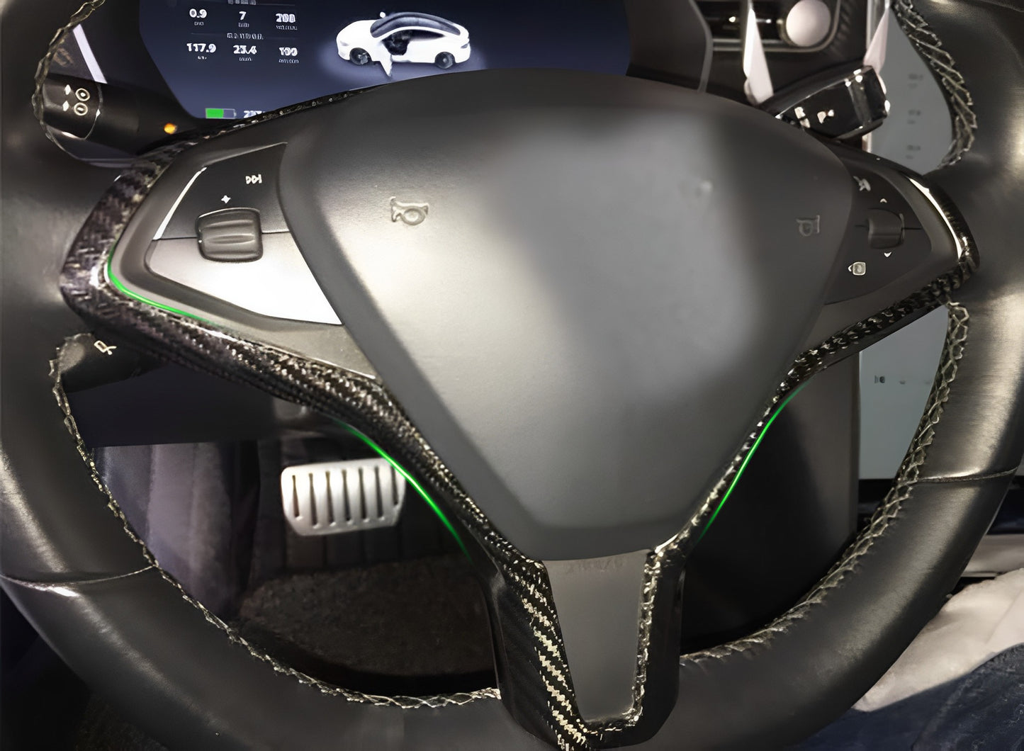Carbon Fiber Steering Wheel Frame Trim For Tesla Model S / X
