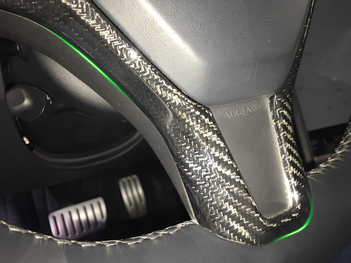 Carbon Fiber Steering Wheel Frame Trim For Tesla Model S / X