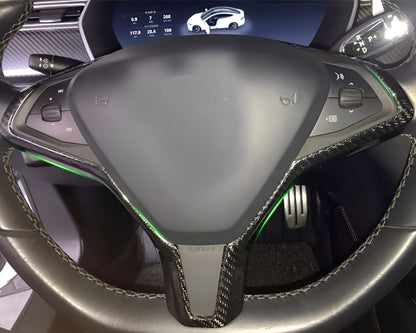 Carbon Fiber Steering Wheel Frame Trim For Tesla Model S / X