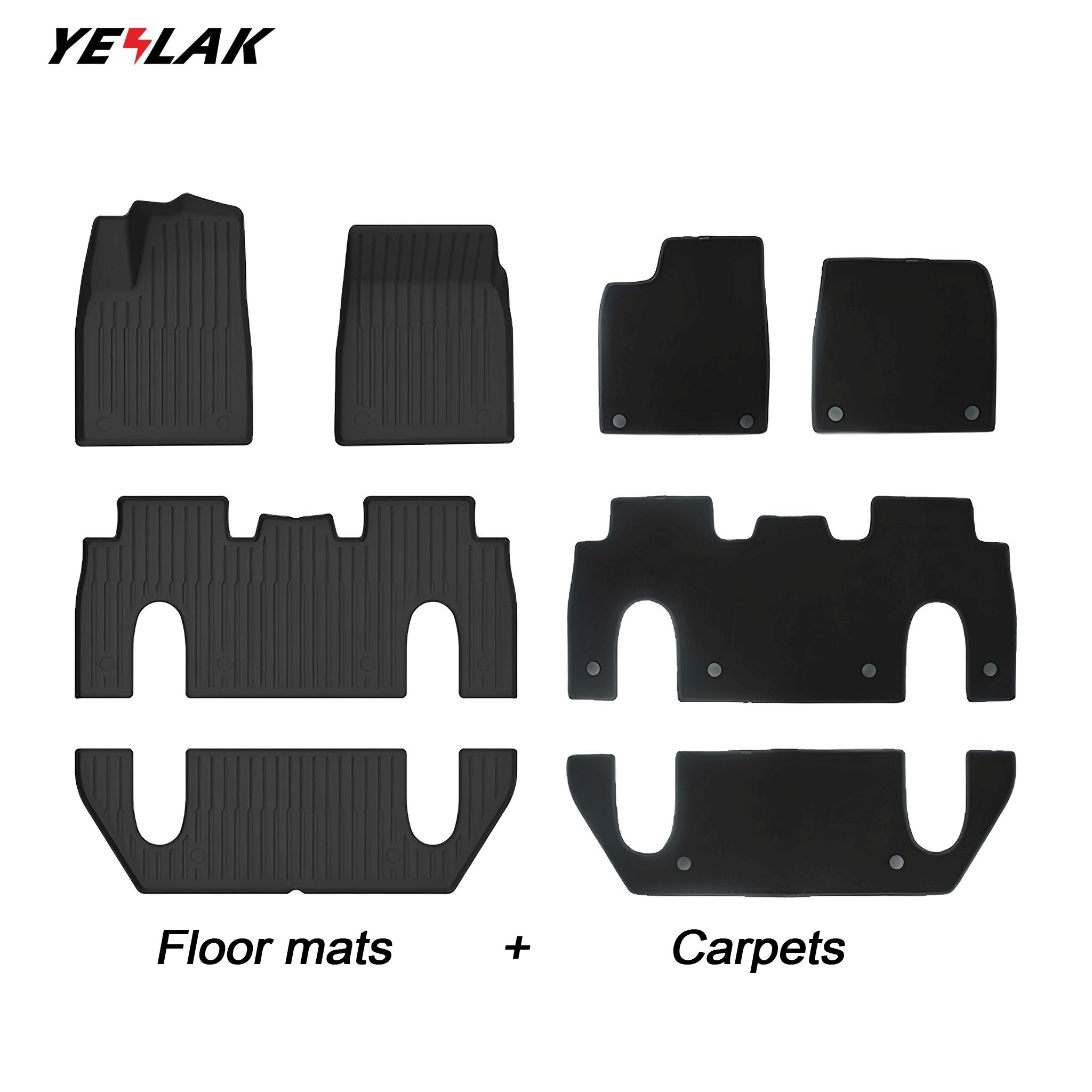 2021-2025+ All Weather Floor Mats For Model X (6 Seater)