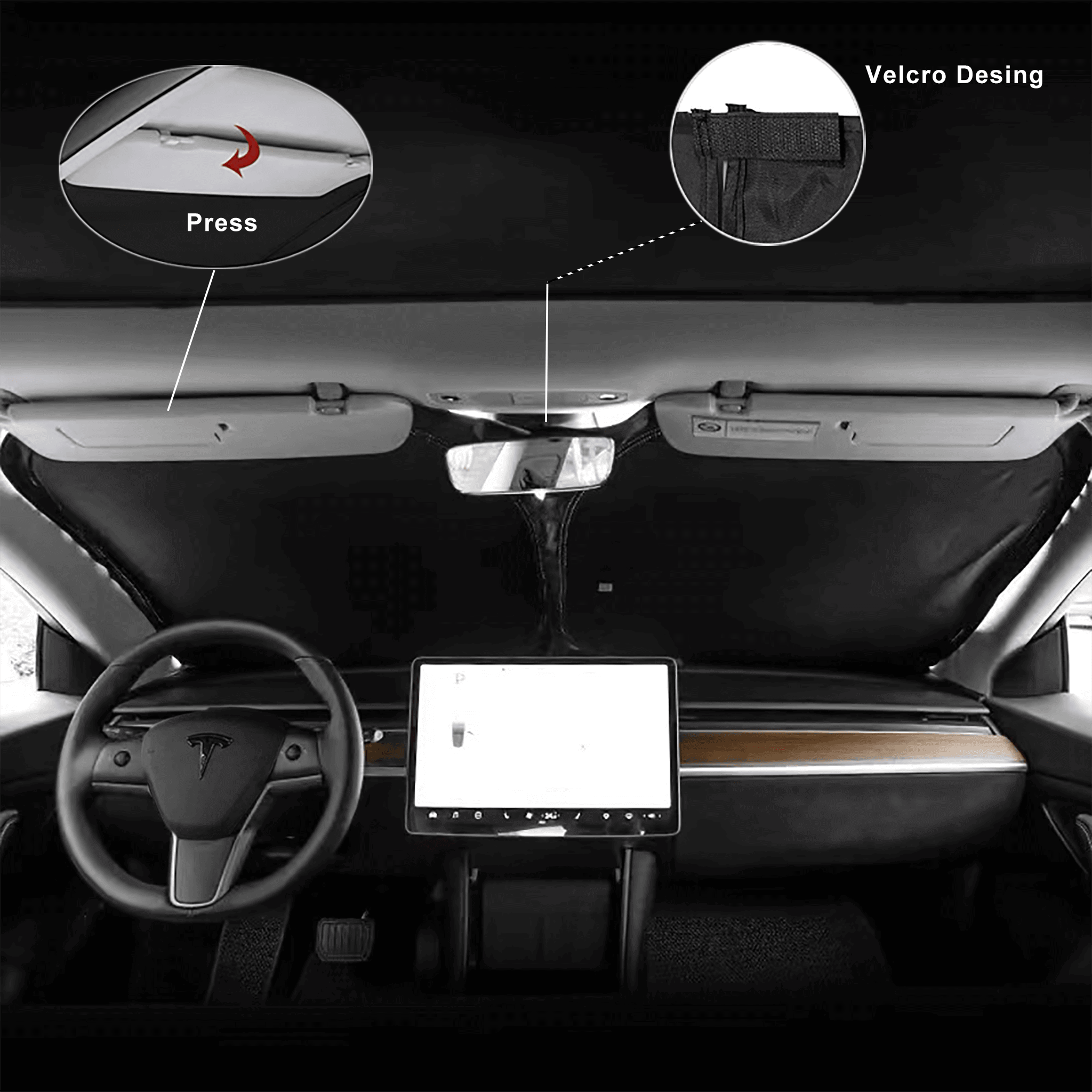 Parasole su misura per auto Tesla Model 3 tetto anteriore panoramico Parasole su misura per auto Tesla Model 3 tetto anteriore panoramico