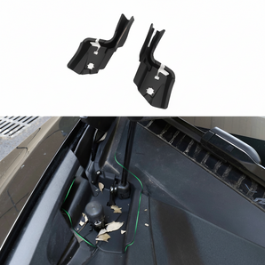 Pair of black rain gutter filters with mounting slots