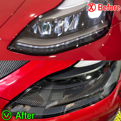 Carbon Fiber Headlight Eyebrow Trim Replacement For Tesla Model 3 & Y