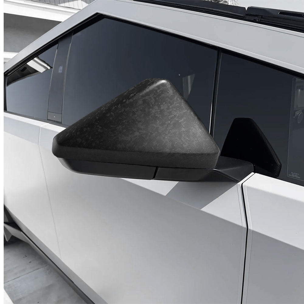 Cybertruck Forged Carbon Fiber Mirror Caps - Industrial-Grade Customization for Bold Visual Impact