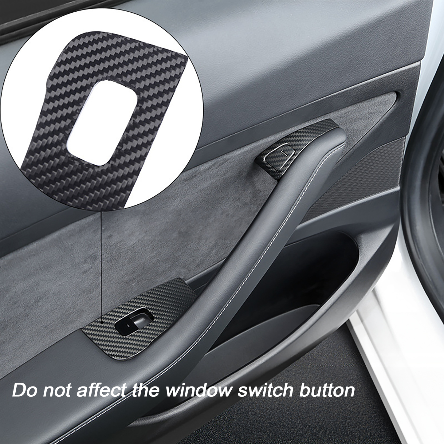 Real Carbon Fiber Window Switch Trim Cover For Tesla Model 3&Y