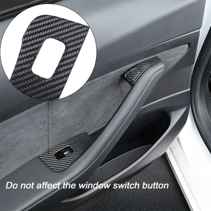 Real Carbon Fiber Window Switch Trim Cover For Tesla Model 3&Y