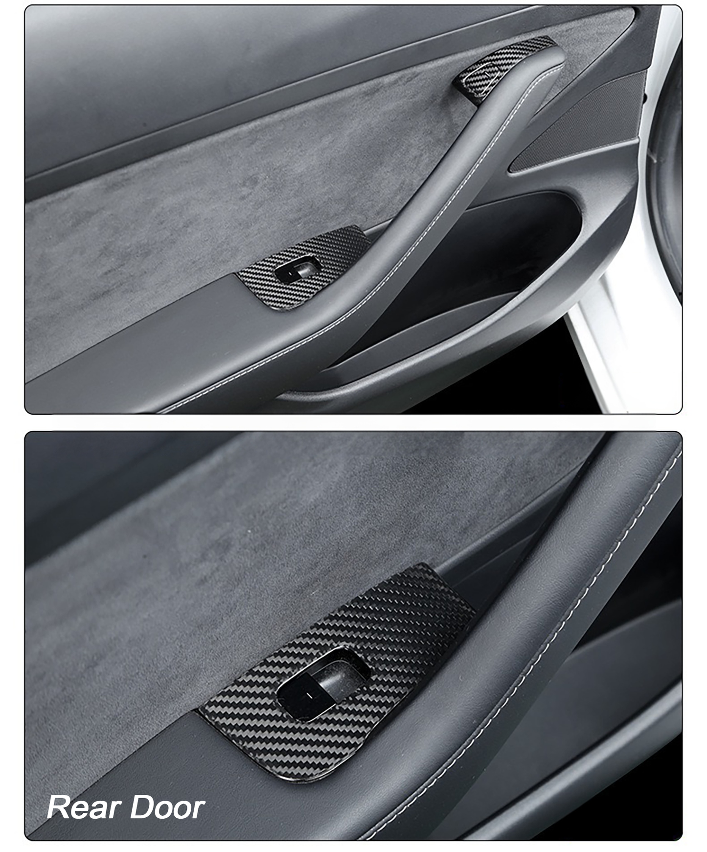 Real Carbon Fiber Window Switch Trim Cover For Tesla Model 3&Y