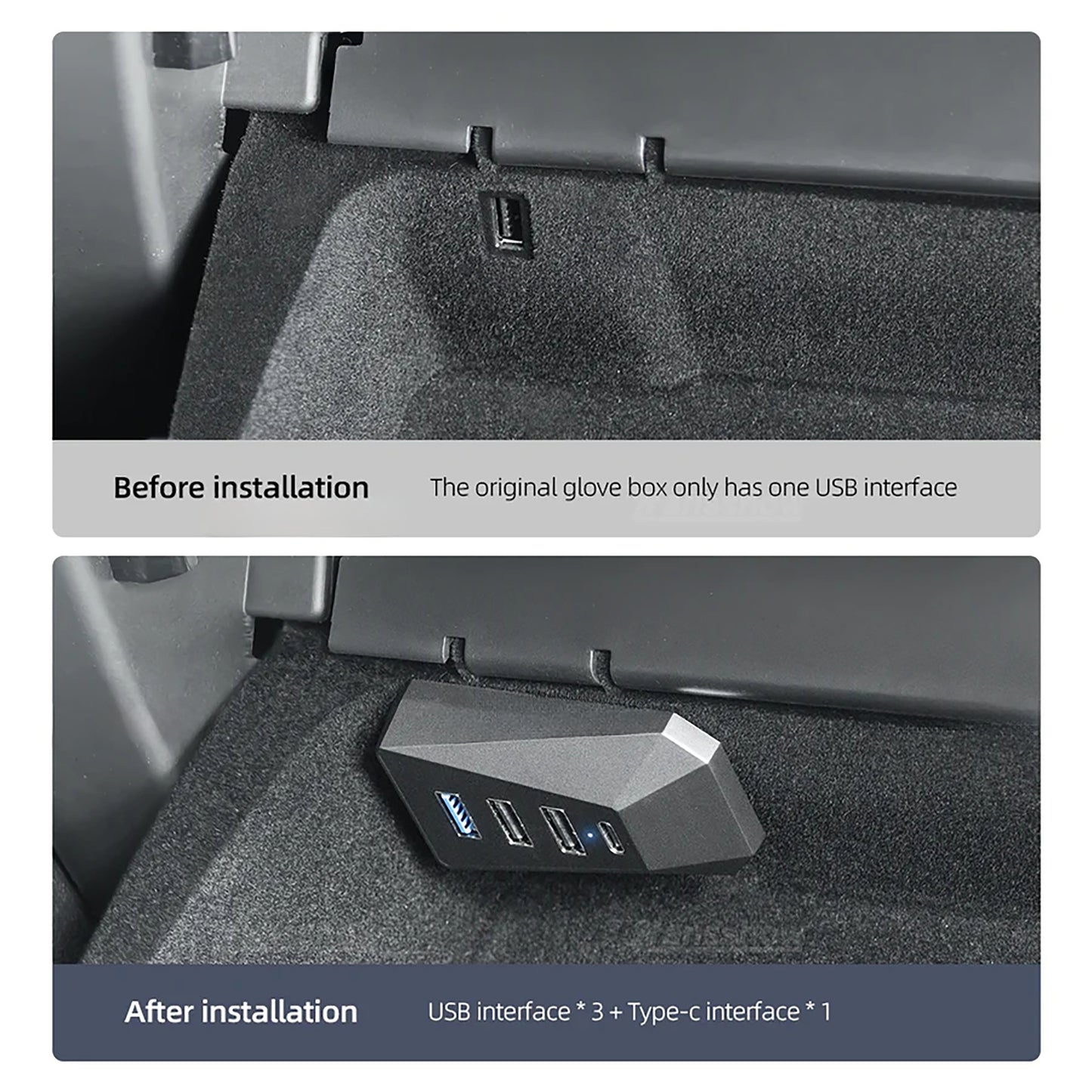 Glove Box USB Hub Multifunctional Docking For Tesla Model 3 / Y