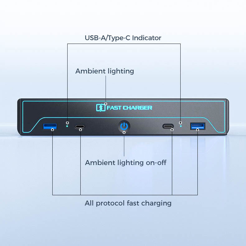POANES 4-in-1 USB Hub For Tesla 2024 Highland Model 3 - 54W Fast Charging Dock With Retractable Cables