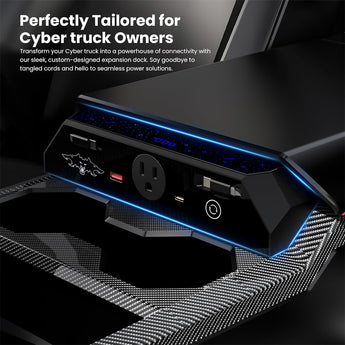 Tesla Cybertruck Center Console Multi-Ports USB Hub  with Retractable Cables
