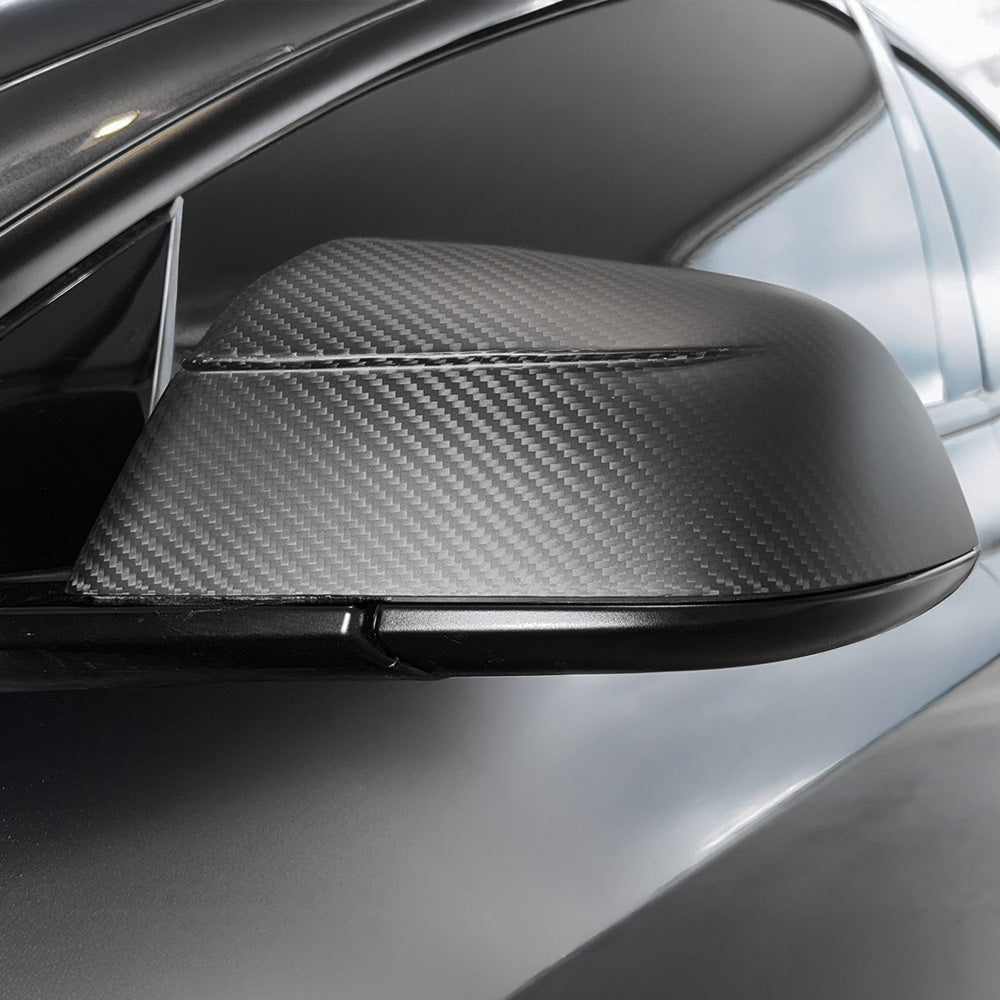 Tesla Model 3 2017-2024+ Carbon Fiber Mirror Caps | Model Y Juniper-Inspired Aerodynamic Design