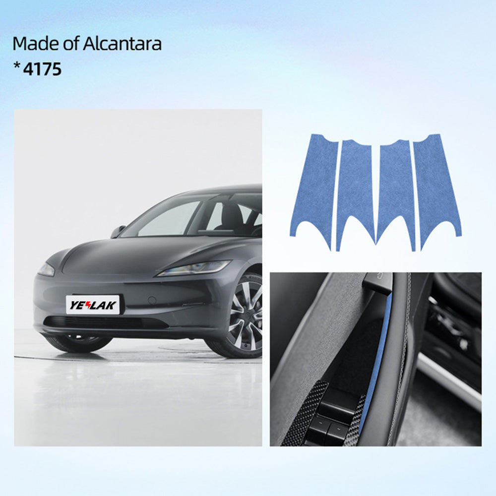 Handle Wrap Blue Tesla Model 3 2024 & Model Y 2025 Juniper Alcantara Door Handle Wrap ...