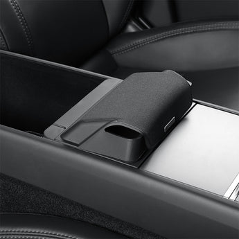 Tesla Model 3/Y/YL Center Console Armrest Flip-Top Sunglasses Storage Box - Silicone, OEM-Fit