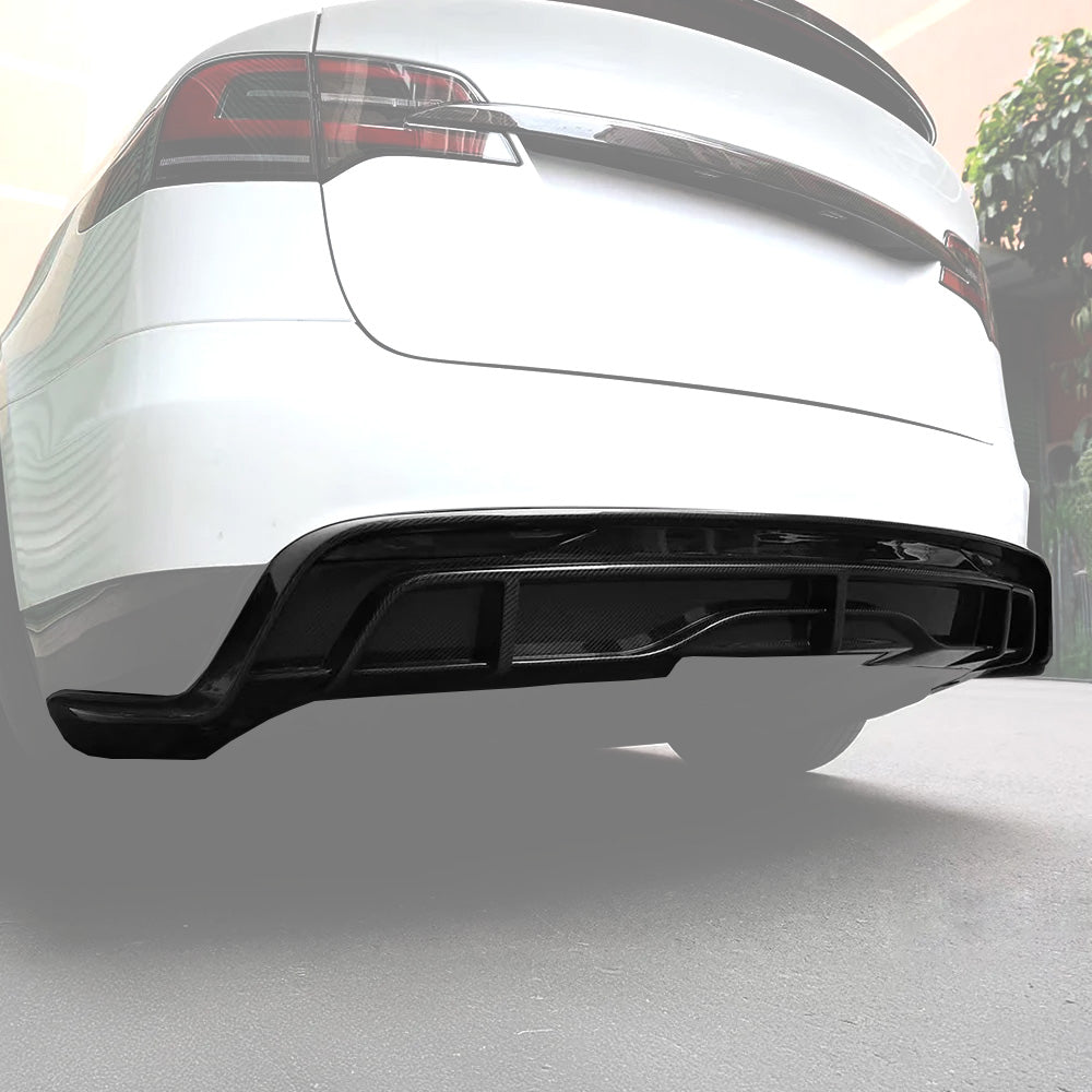 Tesla Model X Carbon Fiber Rear Bumper Diffuser Replacement| Matte/Glossy Finish | High-Performance Aerodynamic Aero Kit