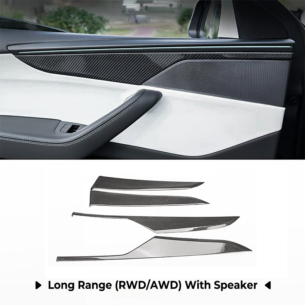 Tesla Model Y Juniper Carbon Fiber Door Panel Trim Covers 2025.03+