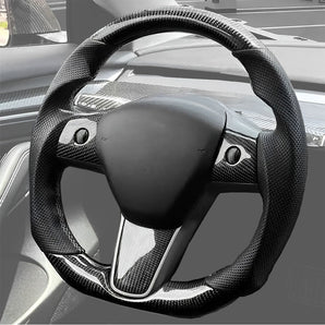 Carbon Fiber Sport Steering Wheel Upgrade for Tesla Model 3 (2017–2023.09) & Model Y (2020–2025.02) – Luxury Custom Interior Upgrade