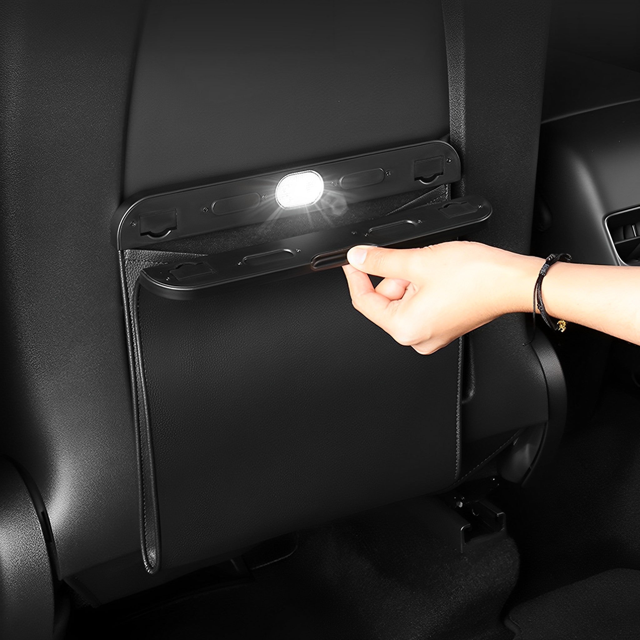 Tesla Leather Trash Bag with Magnetic Closure & LED Light
