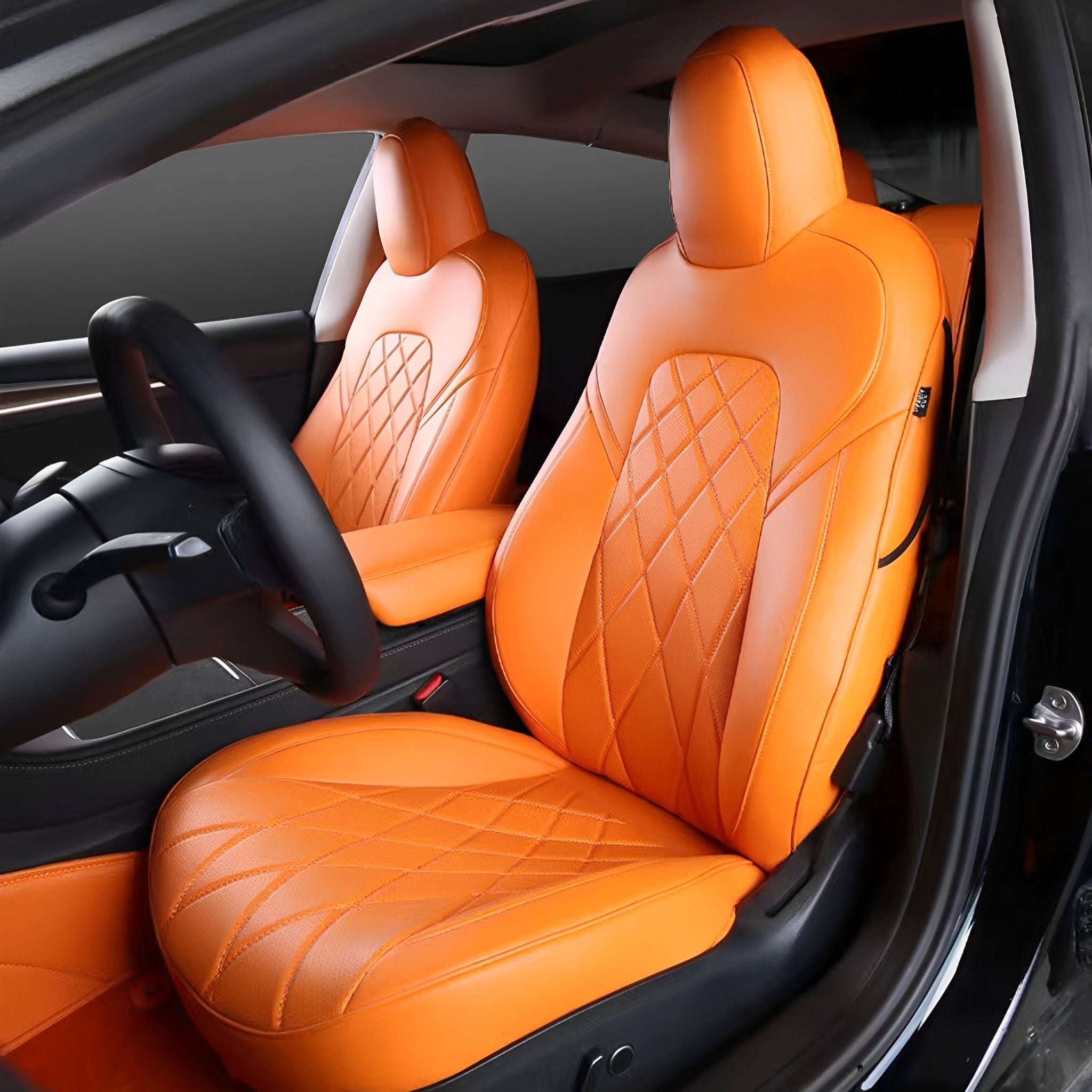 Coprisedili Anteriori Per Tesla Model 3 E Model Y (2017-2024) – Cuscino Auto Antiscivolo Nero - Foto 2