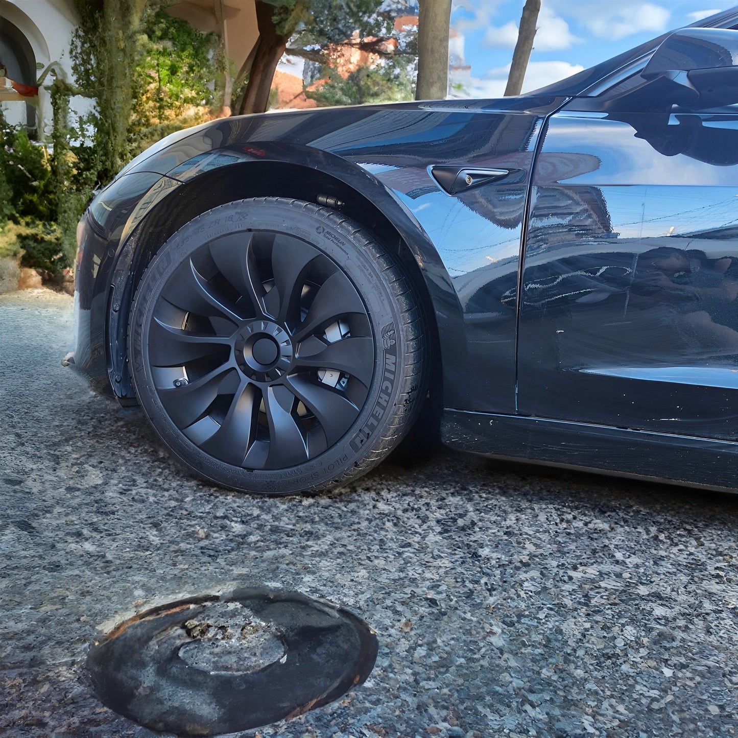 Uberturbine Style Hubcaps For Tesla Model 3 18'' Aero Wheels