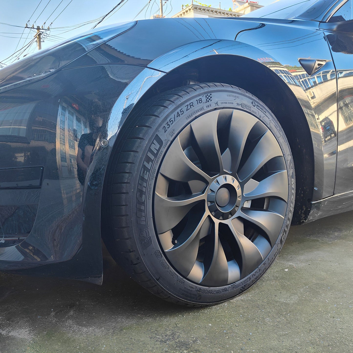 Uberturbine Style Hubcaps For Tesla Model 3 18'' Aero Wheels