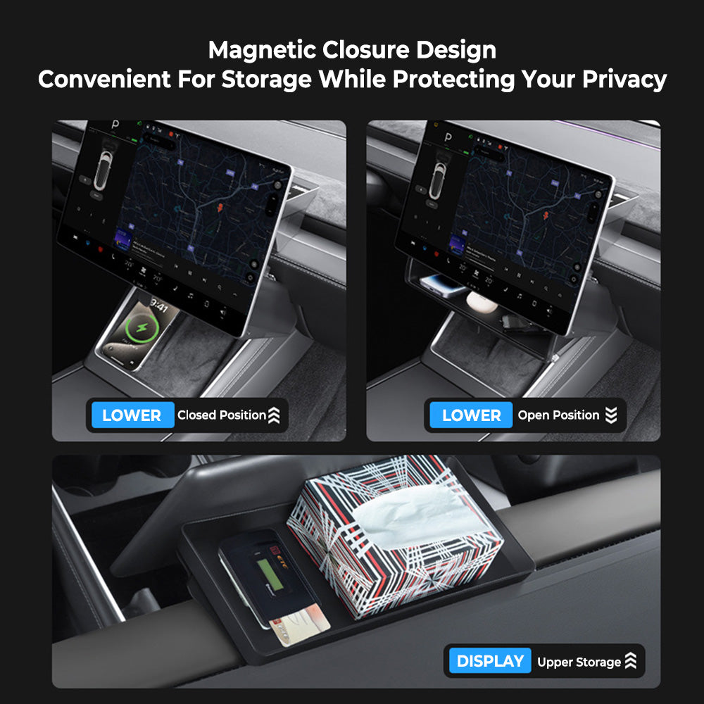 Tesla 3 Rear Screen Storage Rack Under-Screen Storage Organizer for Tesla Model 3 2024-2026 & Model Y J ...