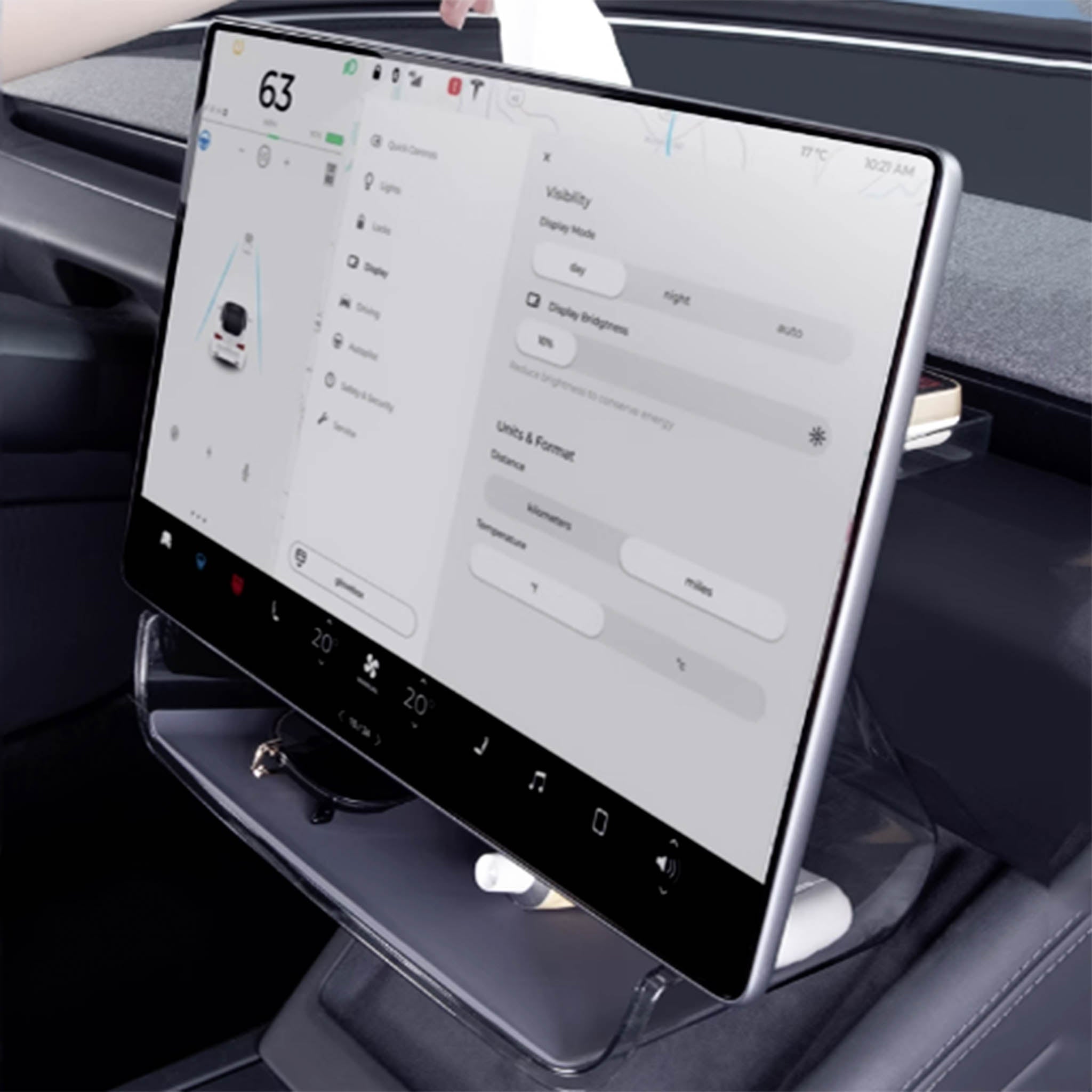 Tesla 3 Rear Screen Storage Rack Compact Under-Screen Storage with Non-Slip Mat For Tesla Model 3 & Y 2 ...