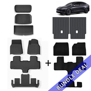 Bundle: 2026+ Tesla Model Y L All-Weather Protection Kit – Floor Mats, Trunk Liners & Seat Back Covers (Full Interior Set)