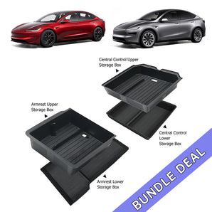 Bundle:2024+ Model 3 & 2025+ Model Y Center Console Organizer Storage Box Set 4 PCS