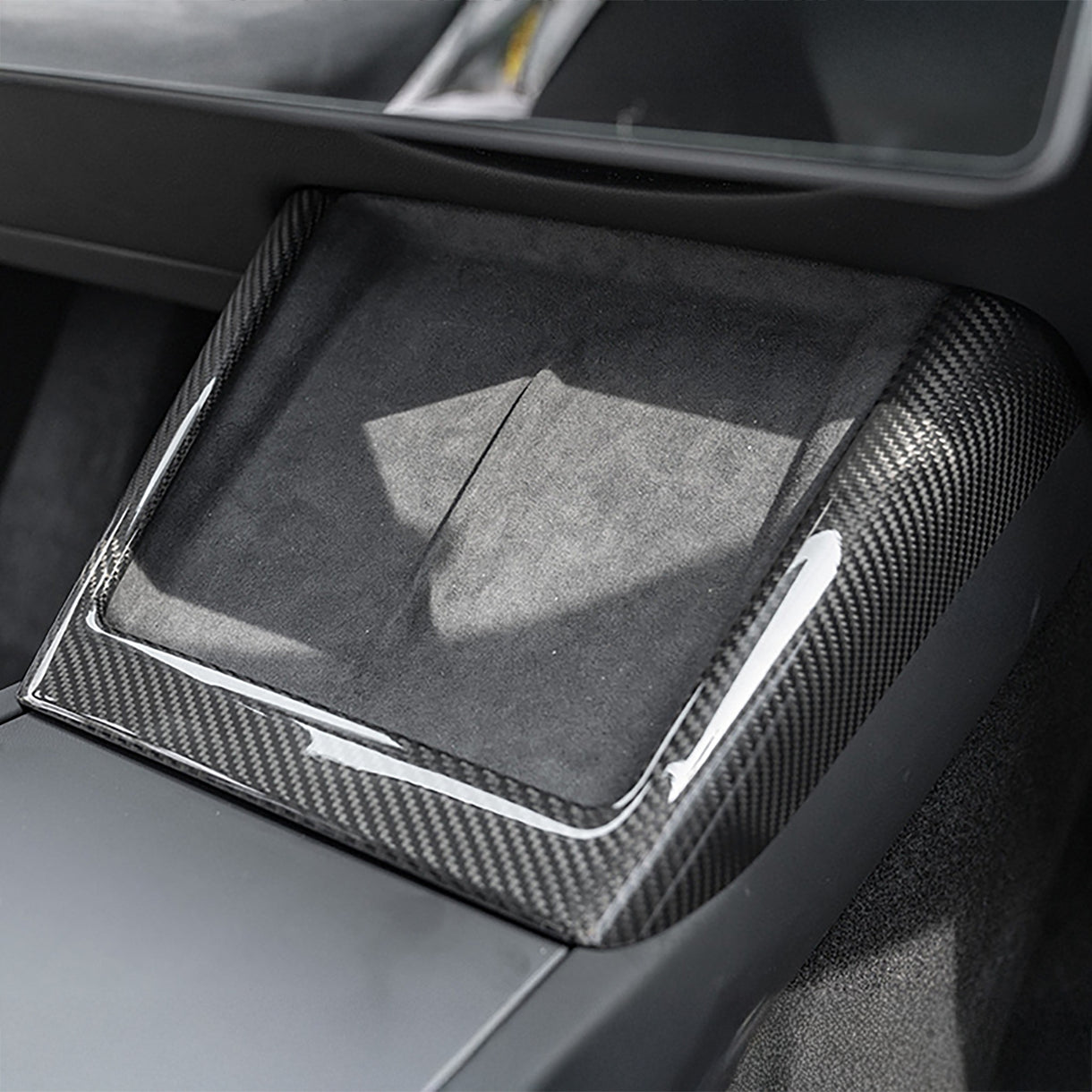 Real Dry Carbon Fiber Wireless Charging Frame for New Model Y & Model 3 Highland