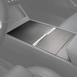 Real carbon fiber Console overlays installed on Tesla Model Y