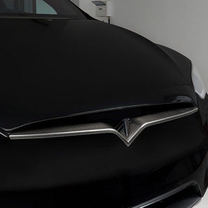 Real Carbon Fiber Front Bumper Inlay For Tesla Model X 2017-2026 | Yeslak