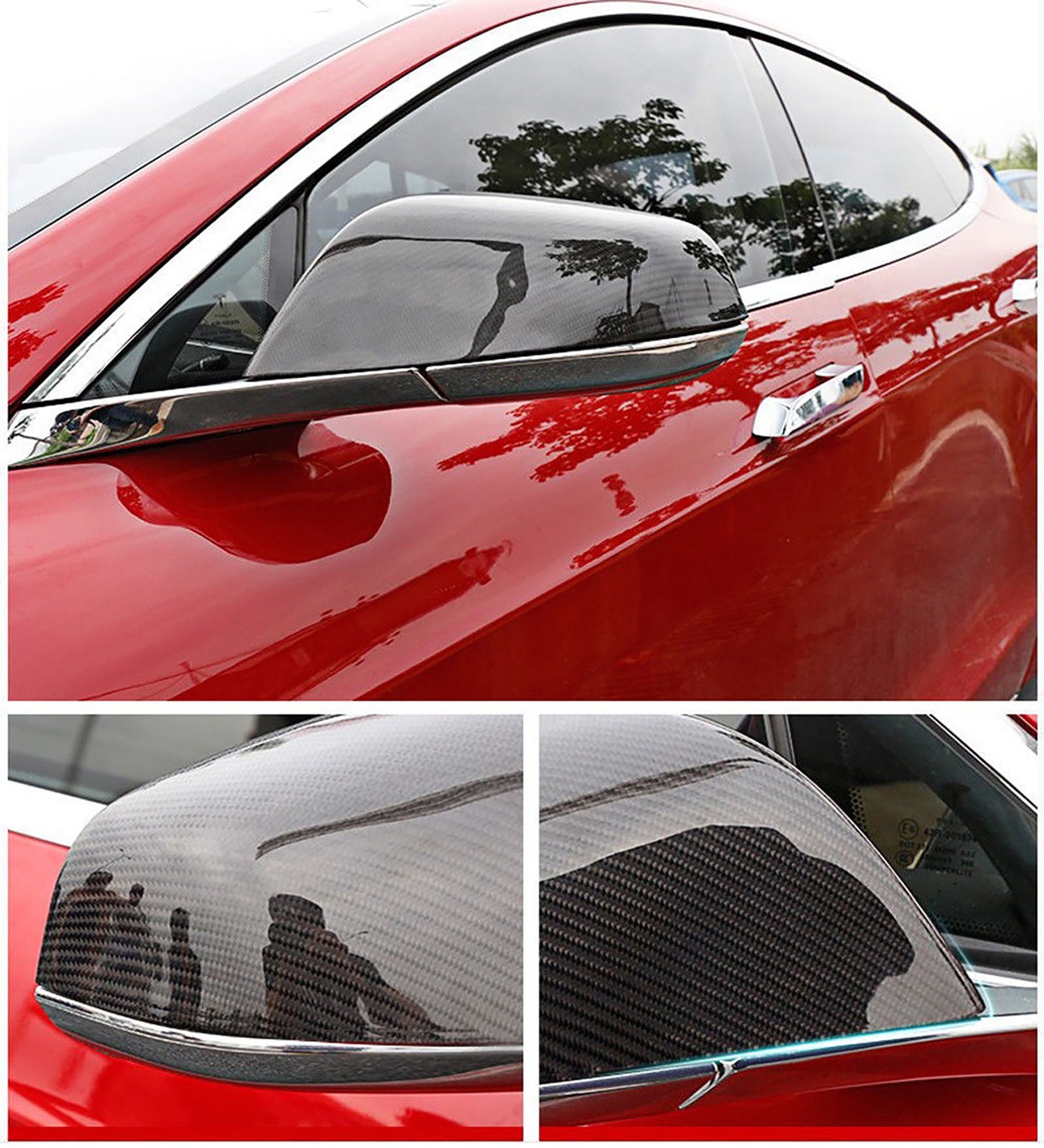 Real Carbon Fiber Mirror Covers For Tesla Model S
