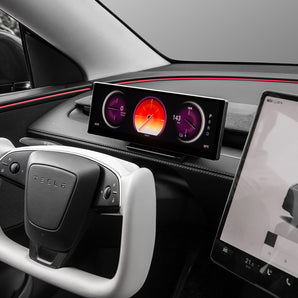 Tesla Model 3 and Model Y digital instrument cluster with customizable speedometer display