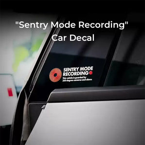 Tesla Sentry Mode sticker warning of 360-degree camera and alarm monitoring