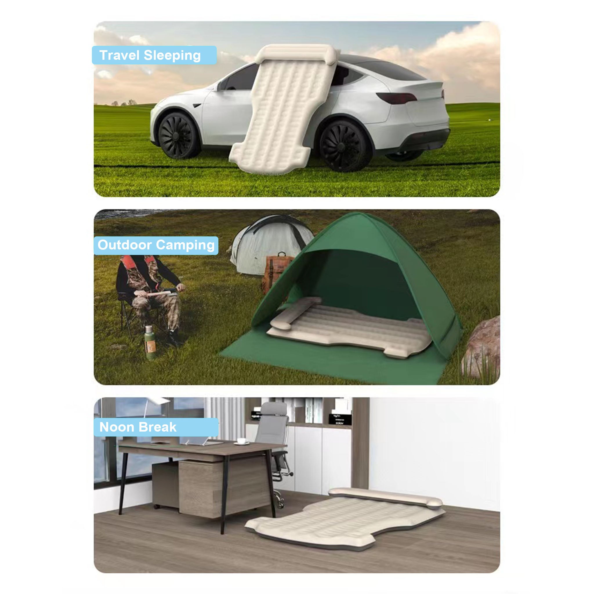  cadoca Camping Mattress Designed for Tesla Model Y, Memory Foam  Camping Mattress, Tesla Model Y Mattress Self Inflating Sleeping Pad for  Camping Travel, Foldable Air Bed in Car Sleeping : ספורט