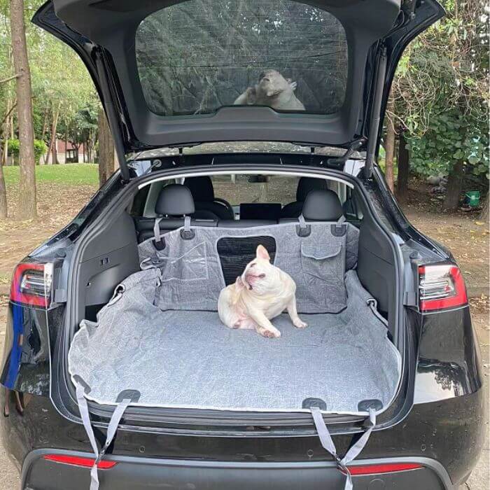 Housses Sièges Arrière Chien Tesla Model 3 - 100% Étanché, Hamac Protection Rayures Avec Fenêtre Maille