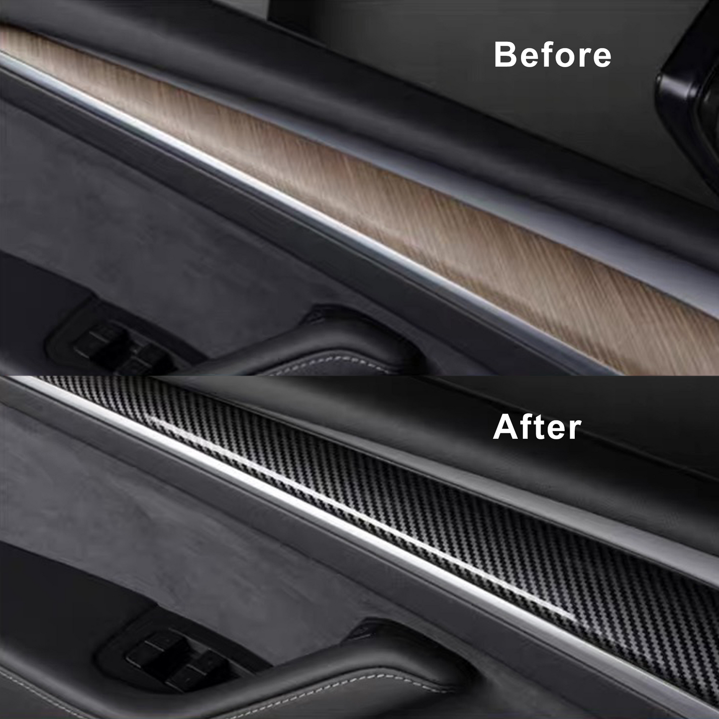 Real Carbon Fiber Front Door Trim Covers For Tesla Model 3&Y-Motor Vehicle Interior Fittings-Yeslak