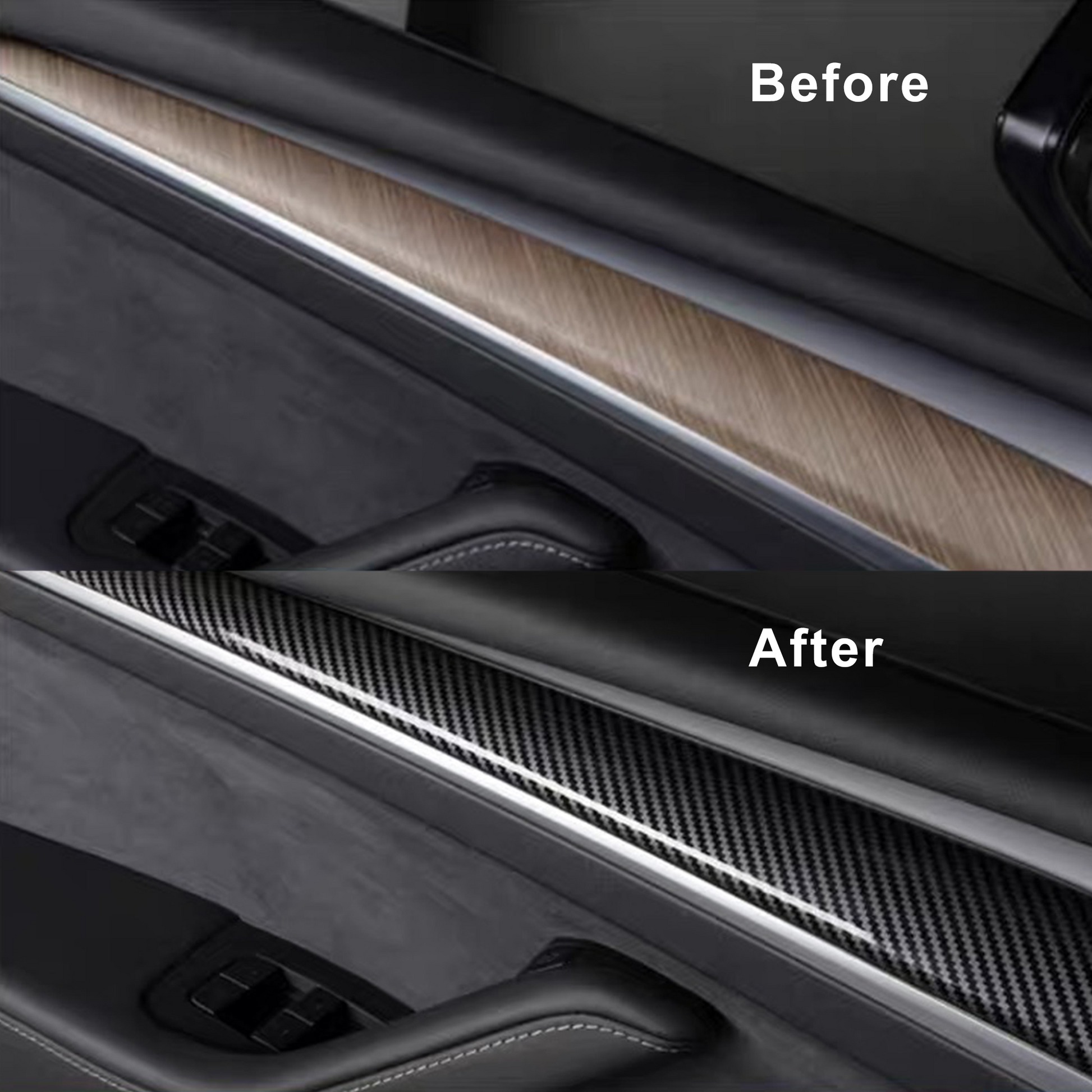 Real Carbon Fiber Front Door Trim Covers For Tesla Model 3&Y-Motor Vehicle Interior Fittings-Yeslak