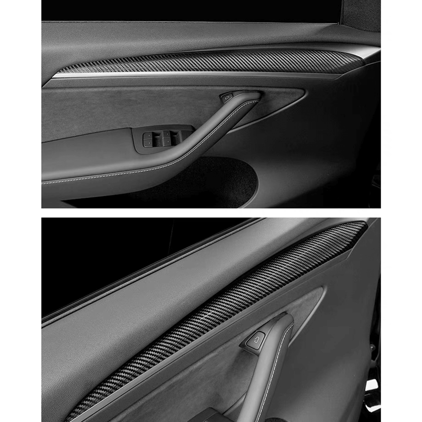 Real Carbon Fiber Front Door Trim Covers For Tesla Model 3&Y-Motor Vehicle Interior Fittings-Yeslak