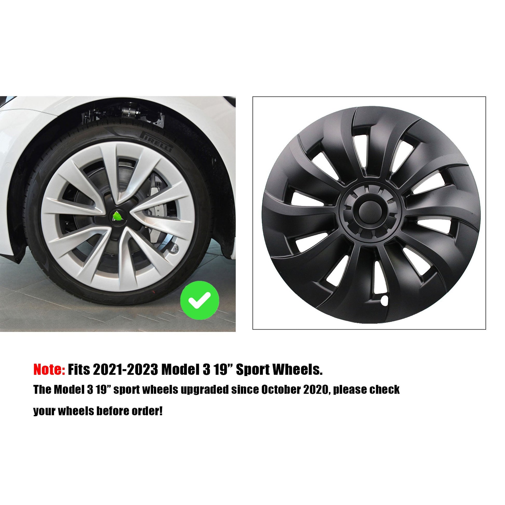 1Pcs of Uberturbine Wheel Covers For Tesla Model 3 19'' Sport Wheels (2017-2023)