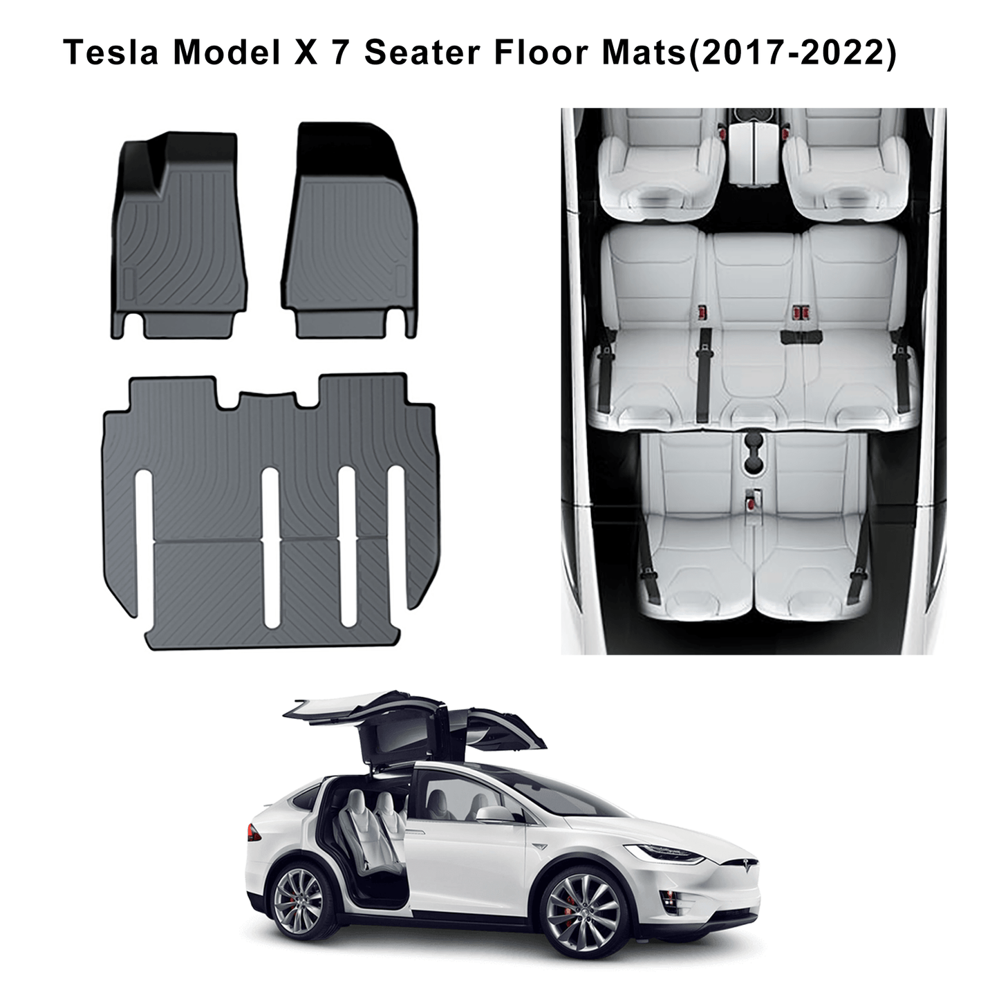Floor Mats For Tesla Model X 2016-2023-Motor Vehicle Carpet & Upholstery-Yeslak