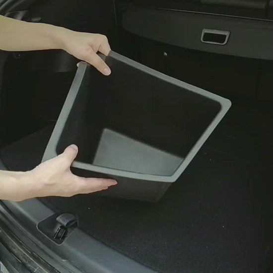 Tesla Model Y Rear Trunk Side Storage Bins with carpet lids installation video